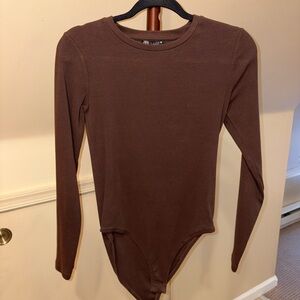 Zara Chocolate Long Sleeve Bodysuit